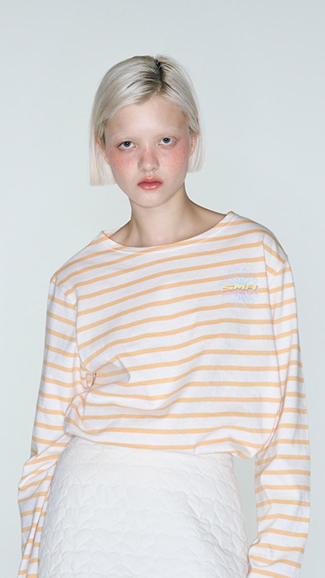 SMA SHOES Daisy Long Sleeve Stripe_White Orange 남녀공용