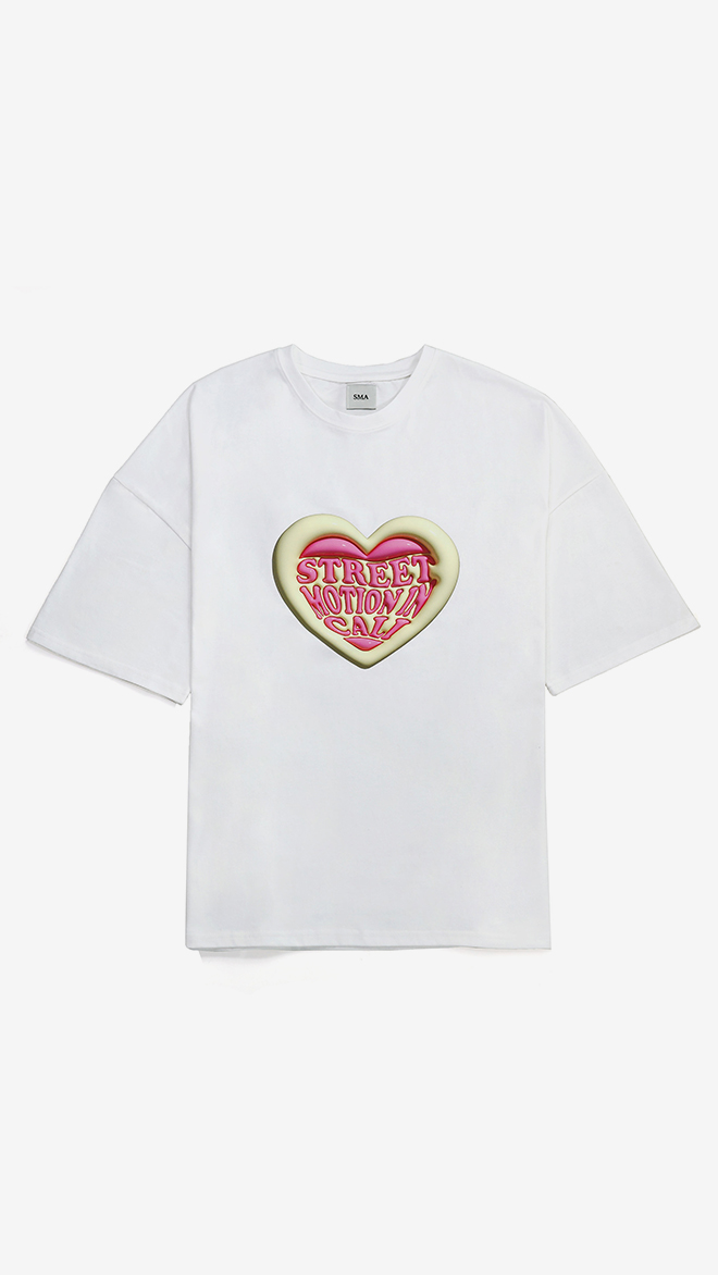 SMA SHOES Heart-Logo T-Shirt_White (Over-Fit) 남녀공용