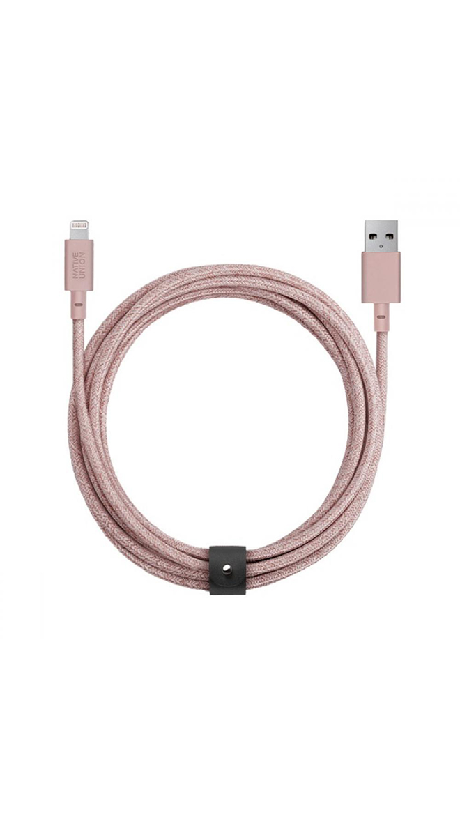 BELT CABLE XL ROSE (USB-A TO LIGHTNING)