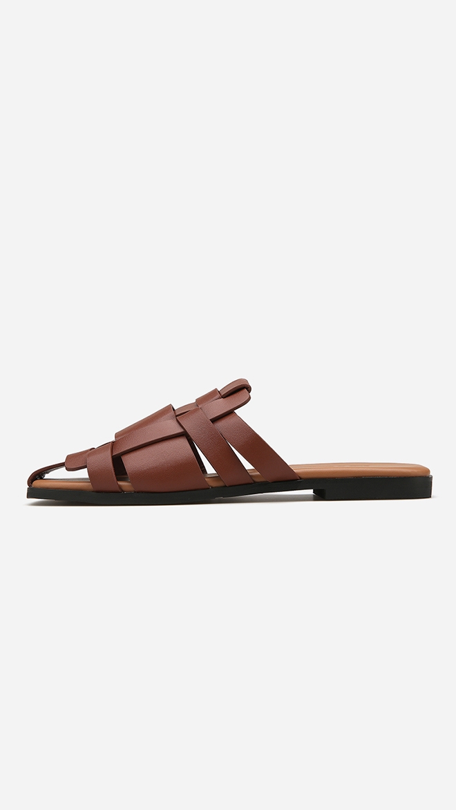 스퀘어 토 케이지 스트랩 슬리퍼 412213004 (1.3cm/3colors)