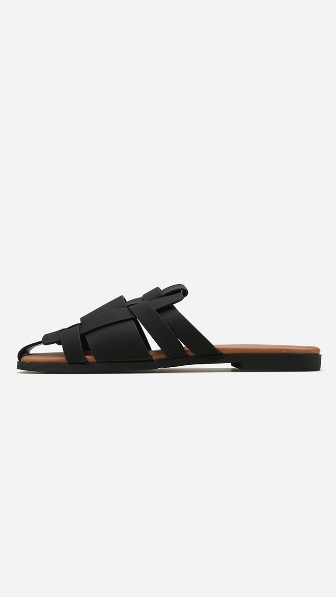 스퀘어 토 케이지 스트랩 슬리퍼 412213004 (1.3cm/3colors)
