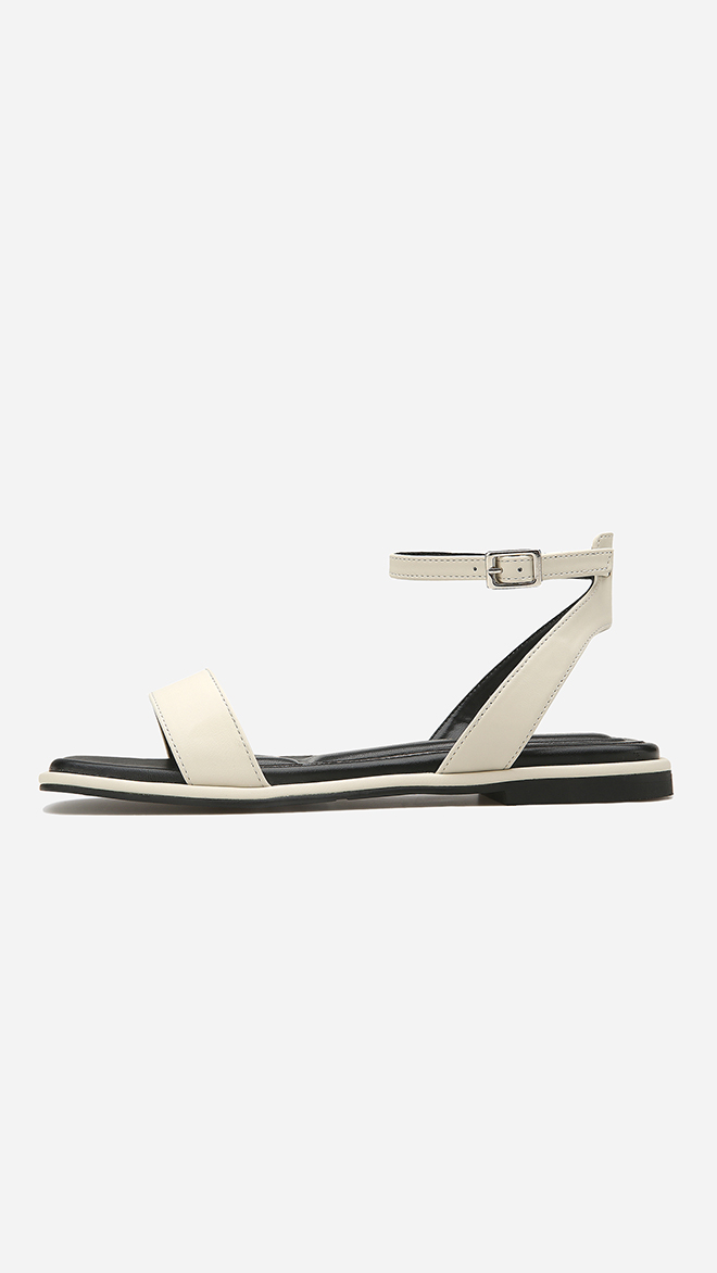 스퀘어 토 플랫 샌들 412324003 (1cm/3colors)