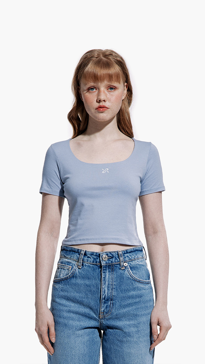 BASIC CROP T-SHIRT SKY BLUE