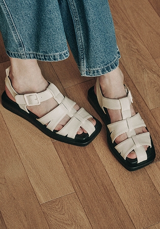 스퀘어 토 벨크로 피셔맨 샌들412424007 (2.5cm/2colors)