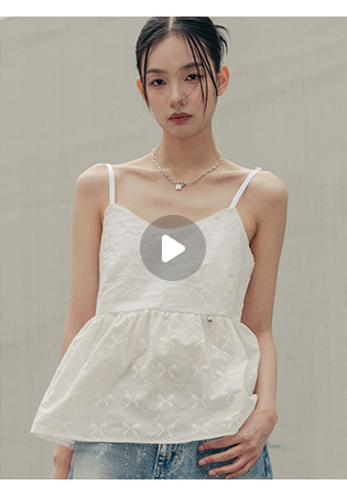 리본 플레어 슬리브리스 탑 2 color