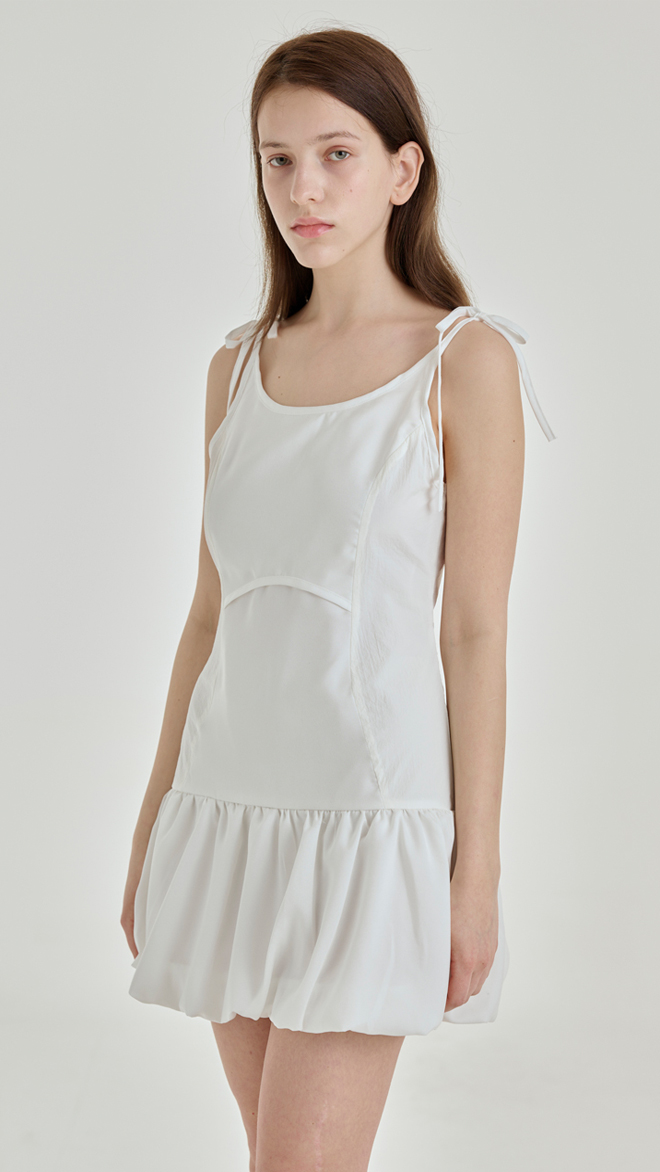 EYELET VOLUME MINI DRESS [WHITE]