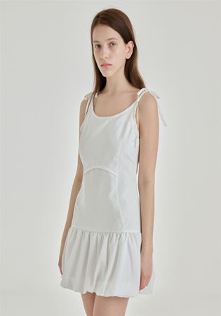 EYELET VOLUME MINI DRESS [WHITE]