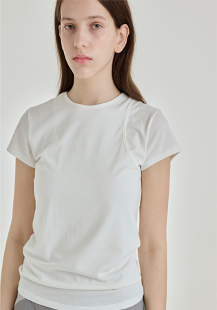 ONE SHOULDER LAYERED T-SHIRT [IVORY]