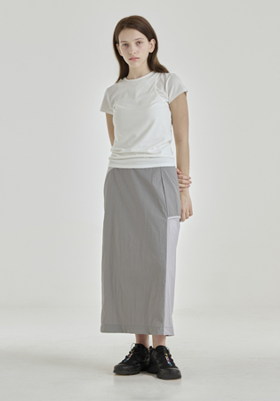 UTILITY NYLON LONG SKIRT [GREY]