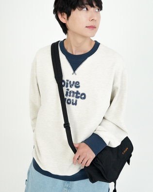 다이브 배색 맨투맨 그레이