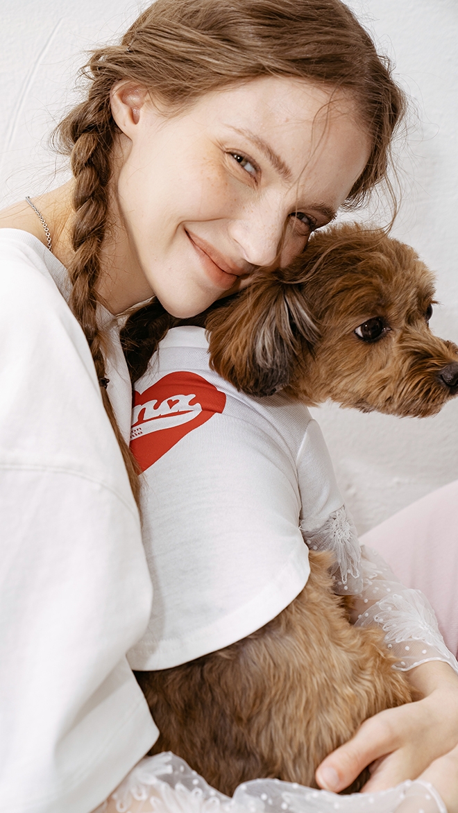 HANE WOMAN + DOG T-SHIRT COUPLE LOOK SET(단품도 구매 가능)