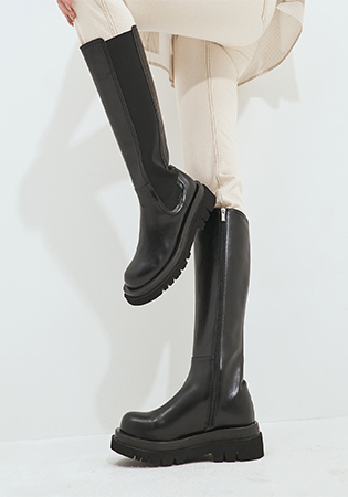 [선미 착용]라운드 토 첼시 롱부츠 412248001 (5cm/2color)