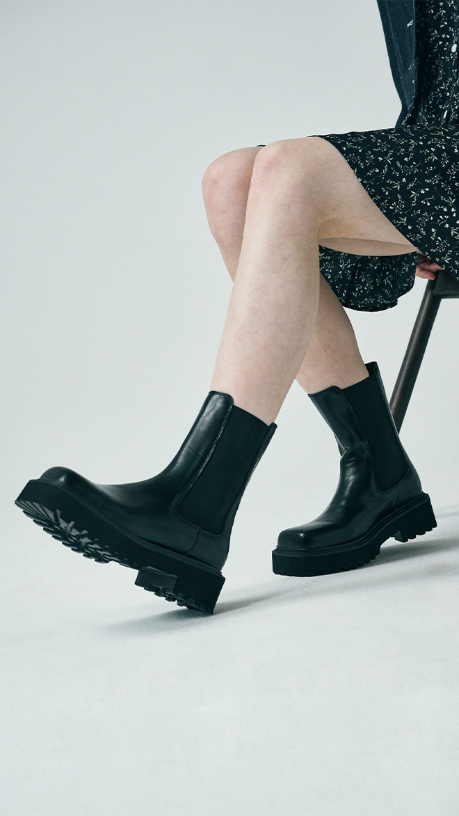[★에스파 닝닝 착용]스퀘어 토 청키 첼시부츠 412346010 (5cm/3colors)