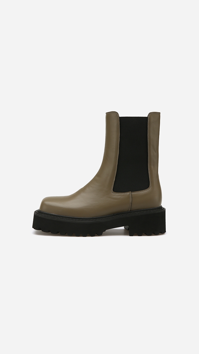 [★에스파 닝닝 착용]스퀘어 토 청키 첼시부츠 412346010 (5cm/3colors)
