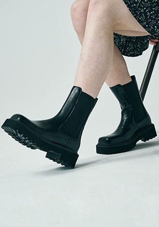 [★에스파 닝닝 착용]스퀘어 토 청키 첼시부츠 412346010 (5cm/3colors)