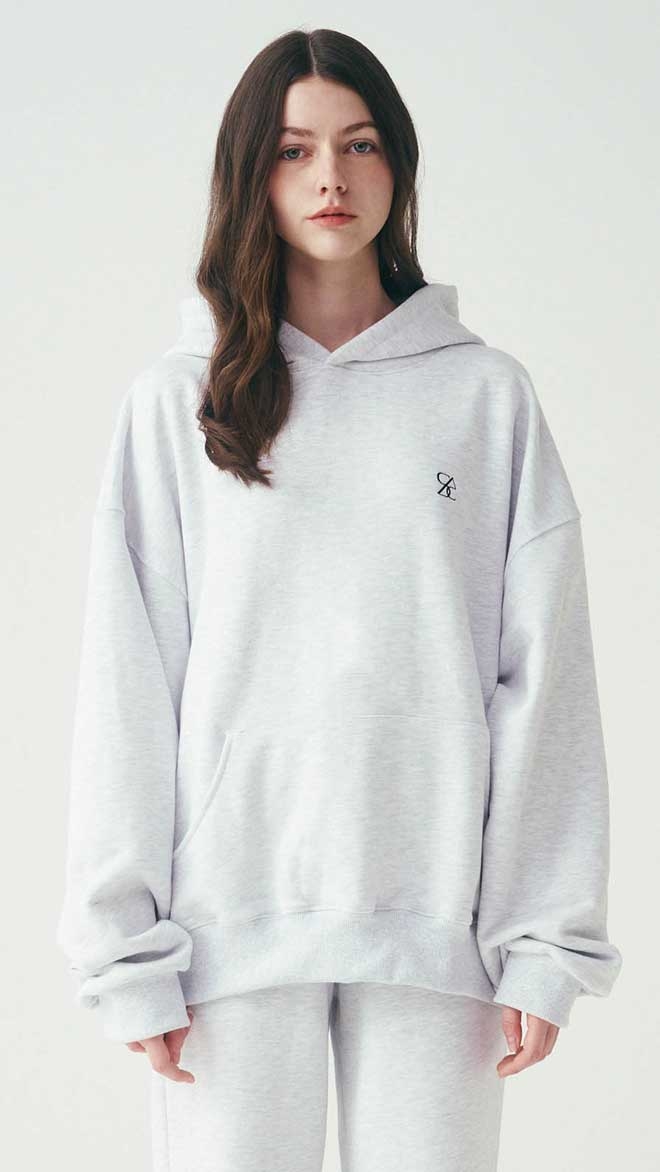 SAC 로고 오버핏 후드티 멜란지그레이 4W2334001