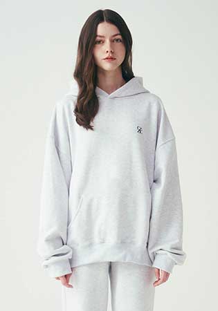 SAC 로고 오버핏 후드티 멜란지그레이 4W2334001