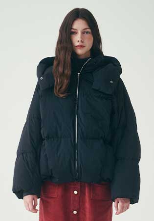 SAC 로고 후드 패딩 점퍼 블랙 4W234H002