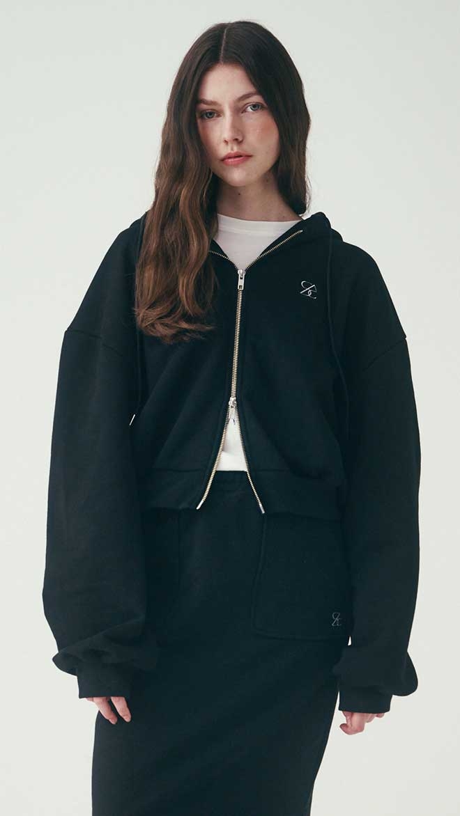 SAC 로고 스웨트 후드집업 블랙 4W233Y003