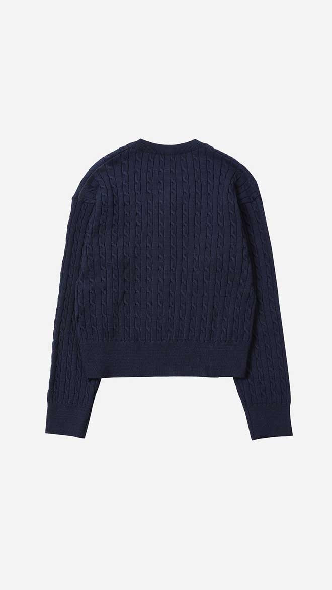 SAC 로고 케이블 브이넥 니트 네이비 4W2316001