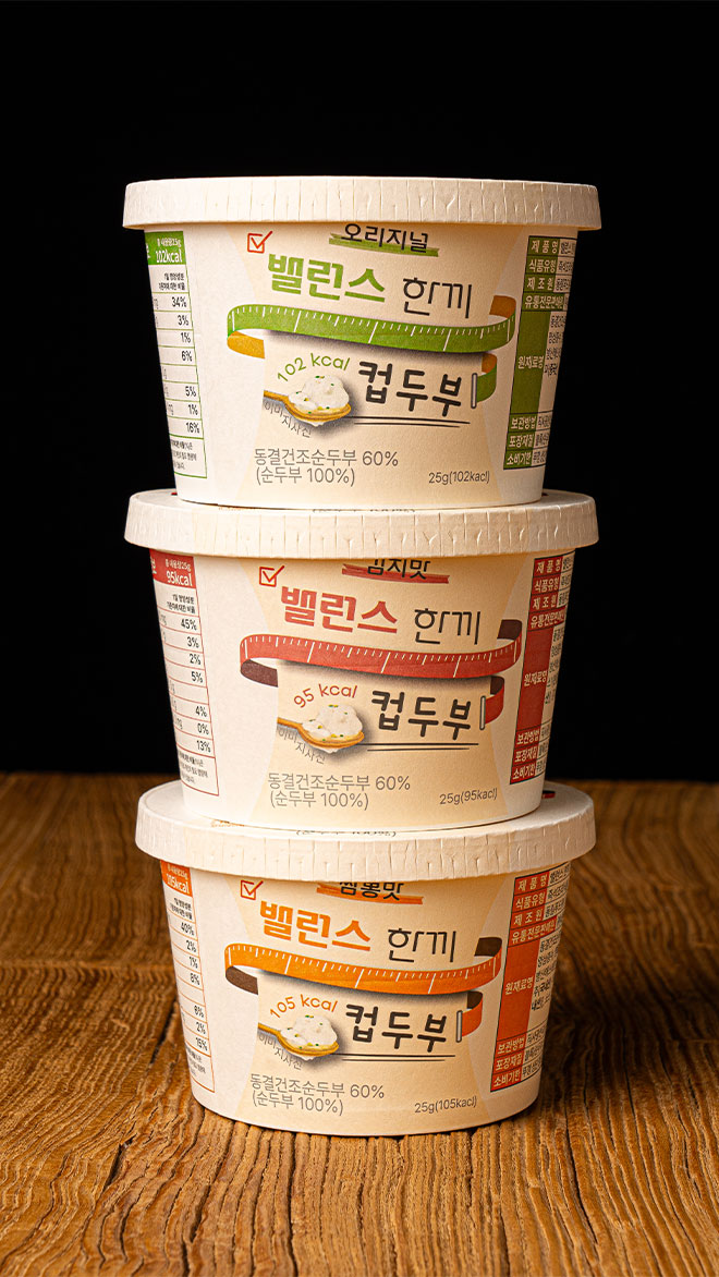 간편한 밸런스 한끼 컵두부 25g 6개입(오리지널/짬뽕/김치)