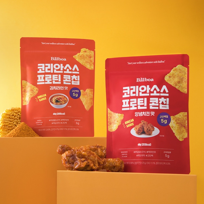발보아 저당 프로틴 콘칩 양념치킨 김치라면 40g 2종 택1