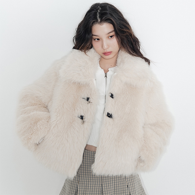 버클 롱 헤어 퍼 자켓