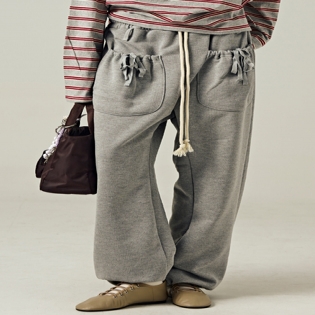 POCKET SHIRRING SWEATPANTS [MELANGE GRAY]