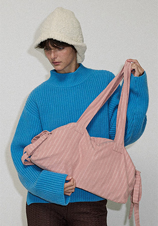 Pigtails ribbon bag Stripe Pink
