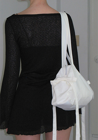 Pigtails ribbon bag Floral White