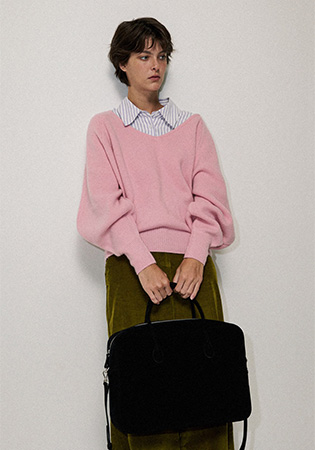 Big square bento bag Suede Black