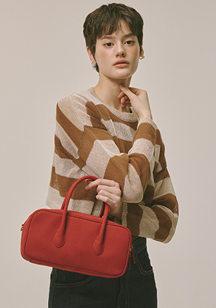 Baguette bento bag Suede Brick red