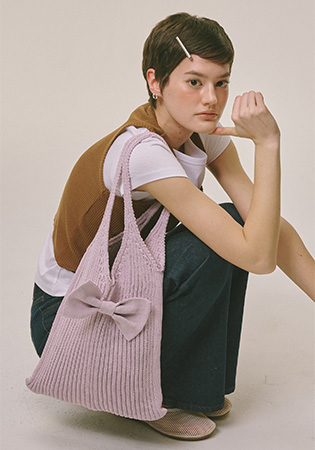 Ribbon Knit Shoulder Bag Lavender