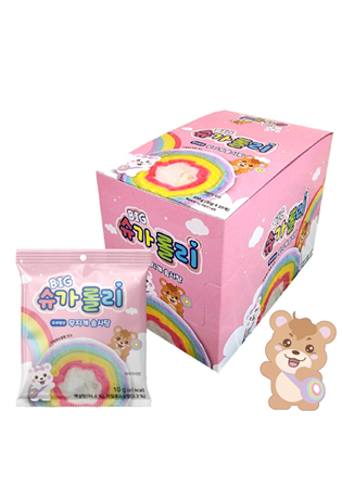 빅 슈가롤리 무지개 레인보우 롤 솜사탕 10gx10개 한 박스