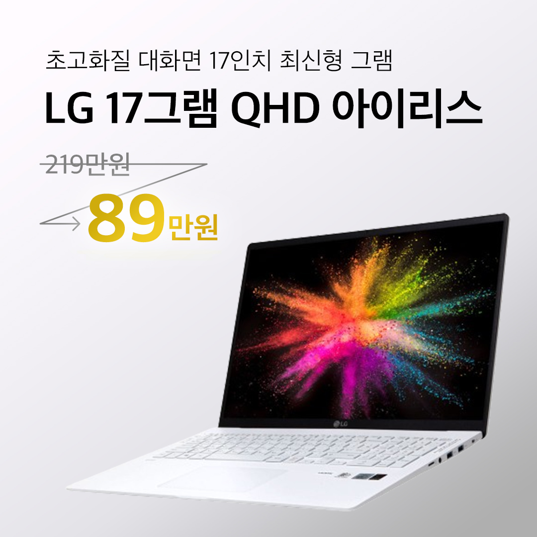 LG 17그램 i5 10TH Iris Plus RAM 16GB 512GB WQXGA 초고화질 노트북