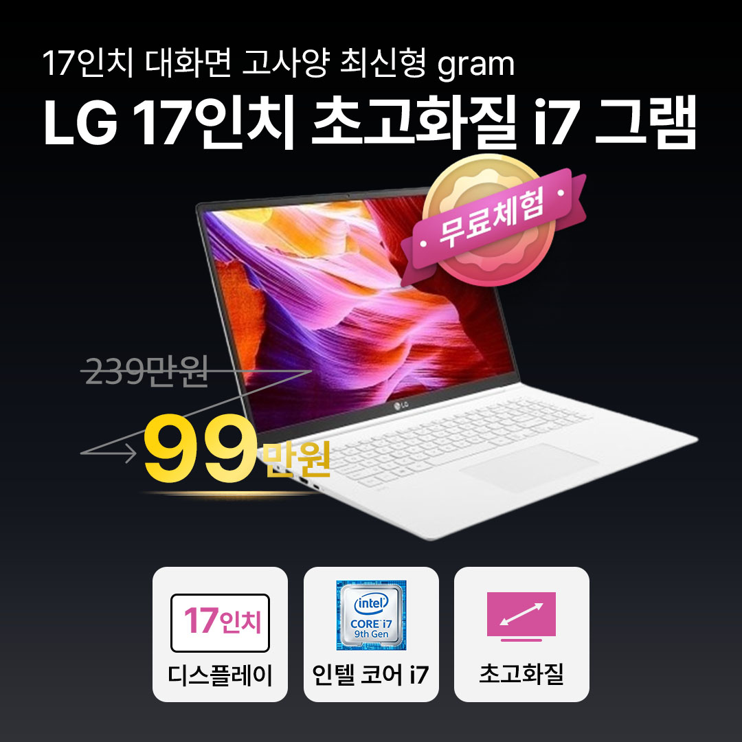 LG 최신형 17인치 그램 대화면 i7 11TH RAM 16GB IRIS PLUS 512GB WQXGA 고화질 대화면 최신형 WIN11 PRO