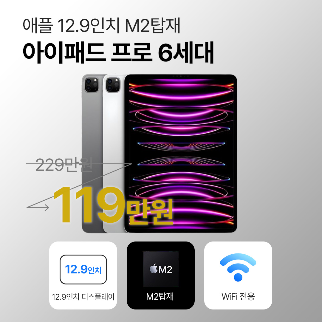 애플 아이패드 프로 6세대 256GB WiFI전용 12.9인치 스페이스 그레이 M2 풀박스