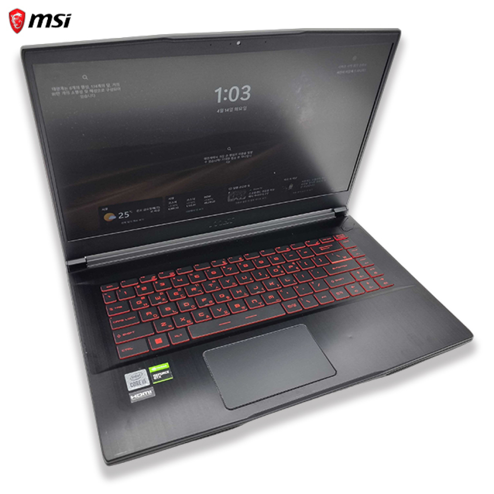 리퍼비시 MSI i5 10TH RAM 16GB GTX 1650 1.2TB 15.6인치 리퍼 노트북