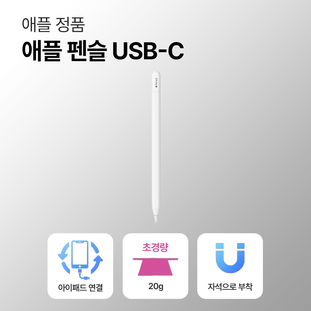 애플 펜슬 USB-C 화이트 아이패드 전용