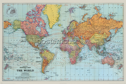 Stanfords General Map Of The World (Colour)