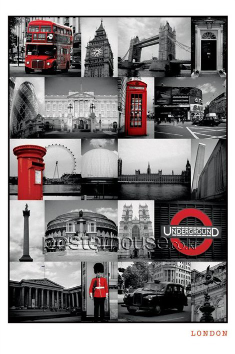 {40%할인} LONDON: Red Collage (캔버스코팅)
