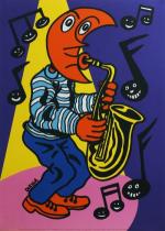 Herve di rosa: The moon man playing his saxophone