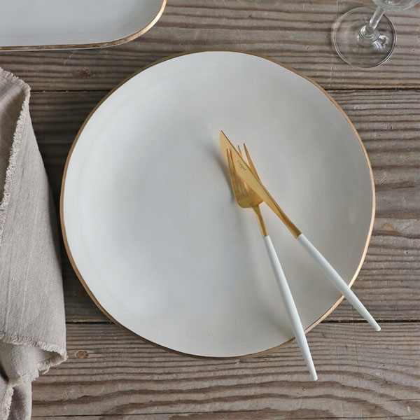 NOSSE DINNER PLATE EDGE WHITE GOLD RIM