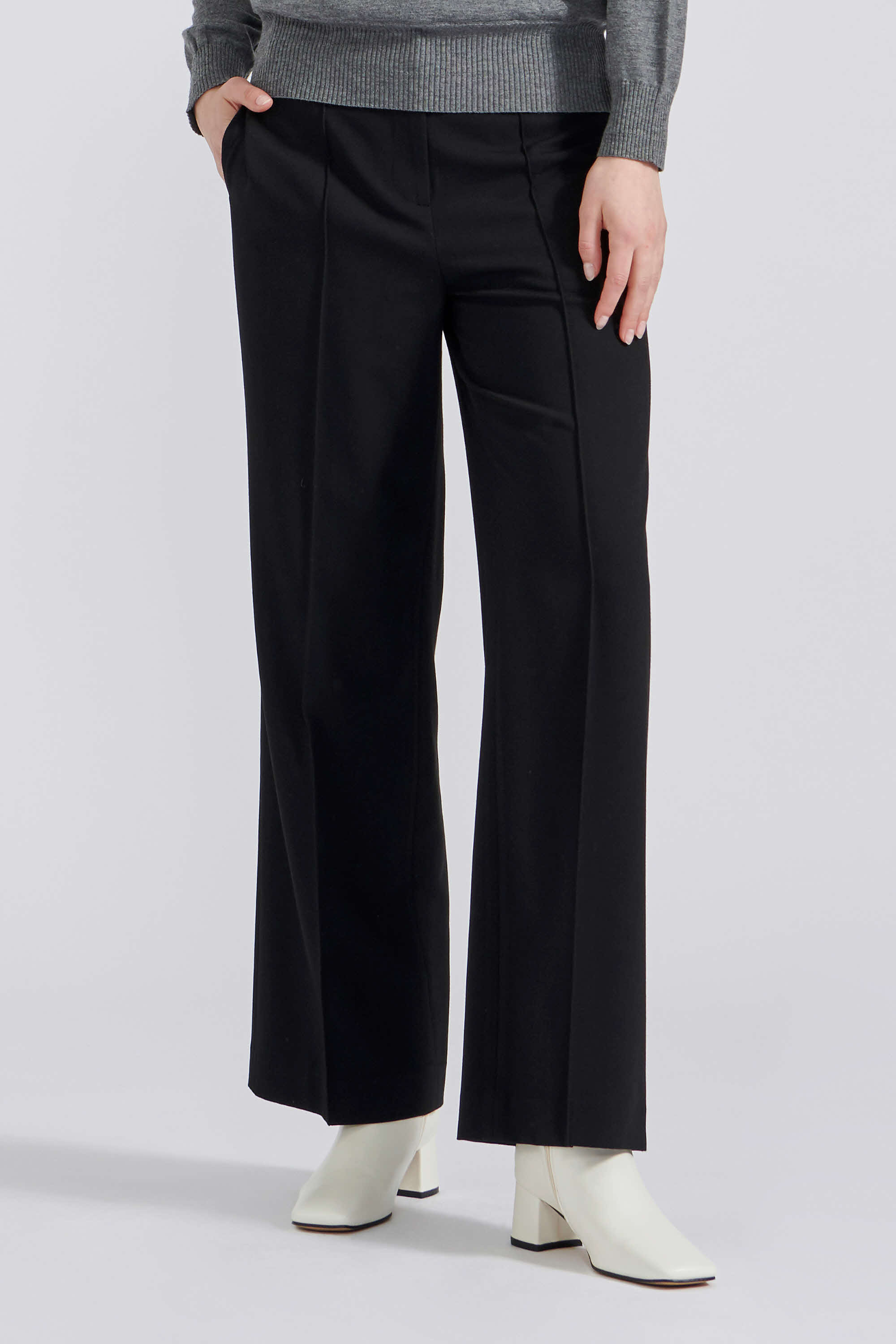 [캐리스노트] 핀턱 롱 와이드 슬랙스 팬츠 블랙