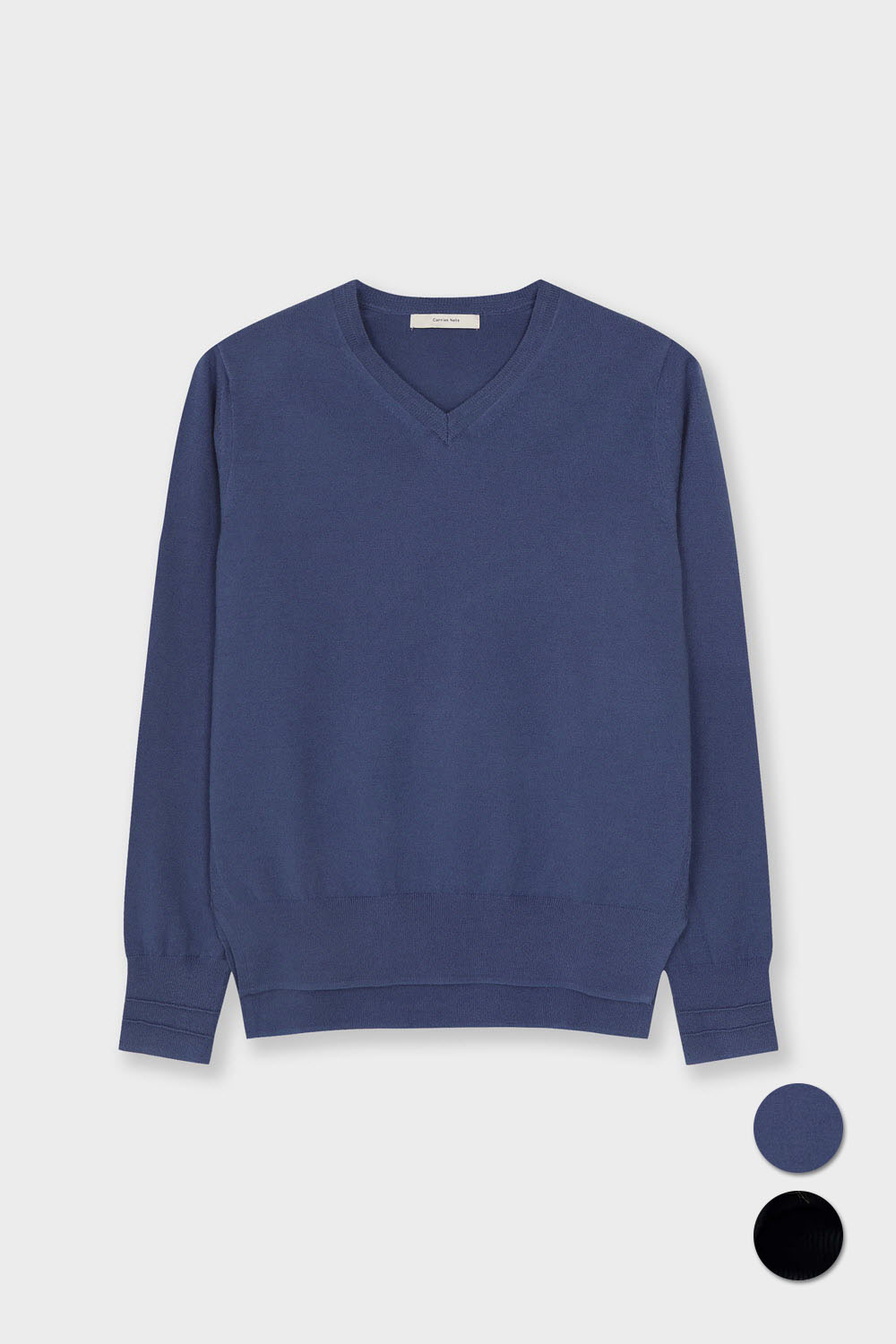 [공식몰] 베이직 브이넥 리브 니트 블루