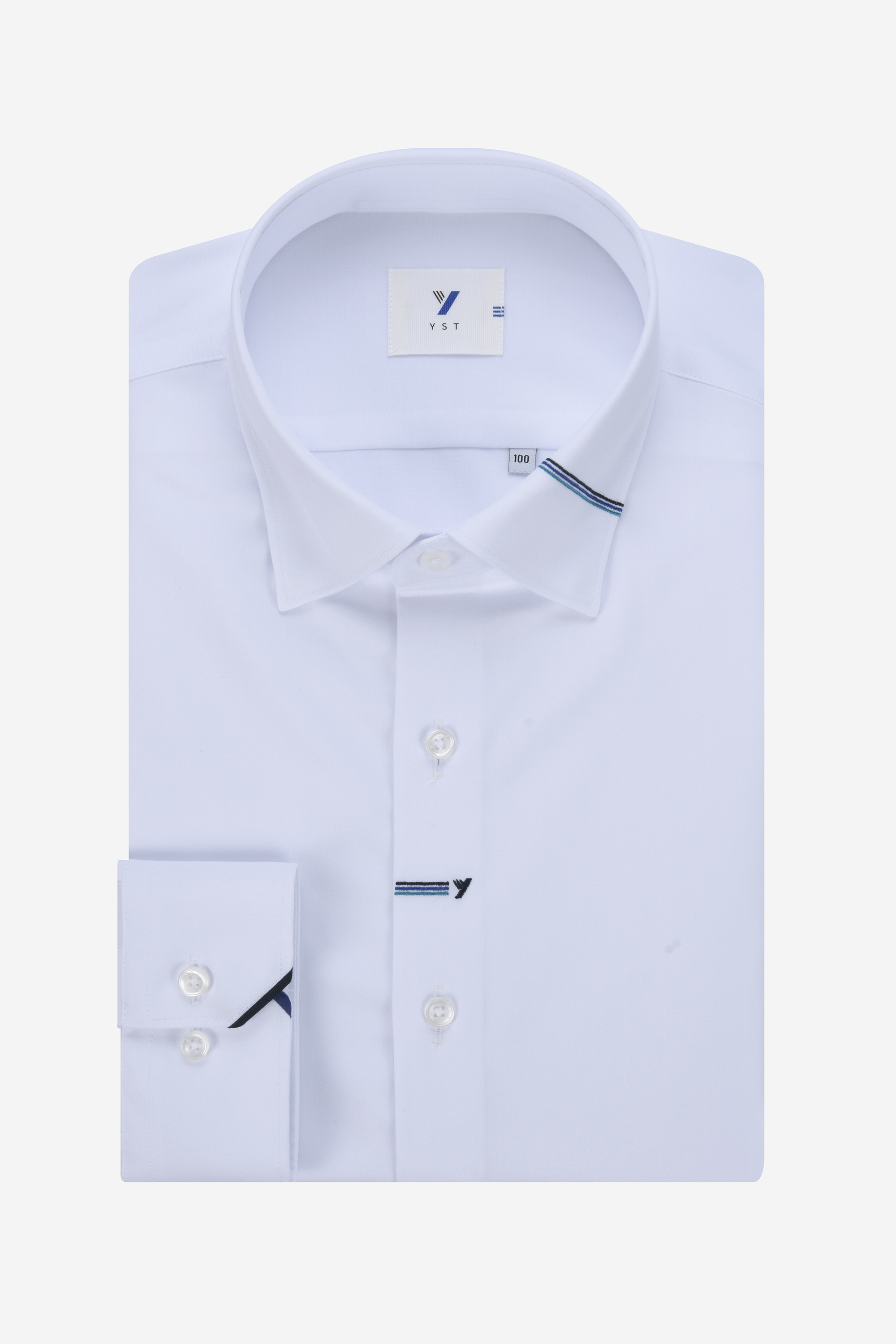 [공식스토어] Y스타일 면혼방 삼색자수 셔츠 화이트 YJ3SYS722WH