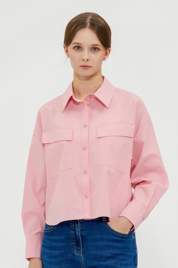 [공식스토어] 와이드 아웃포켓 크롭 셔츠 핑크 CN4MBL303PI