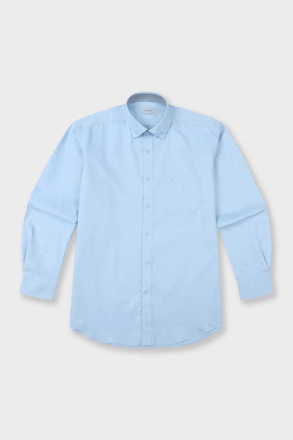 [공식스토어] 레귤러핏 면혼방 솔리드 셔츠 블루 YJ4SBR103BL