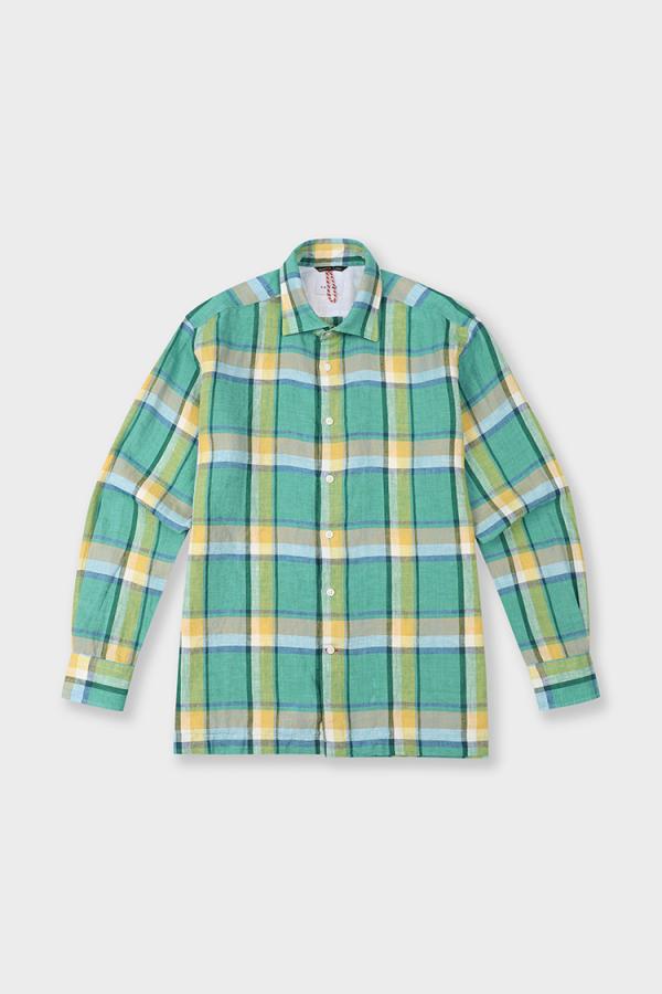 [공식스토어] [일본 수입 원단] 린넨 체크 셔츠 YJ4SUA575GR
