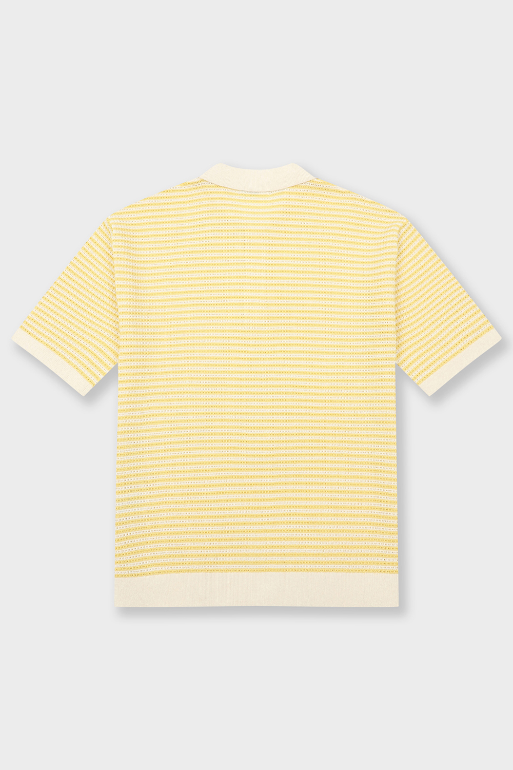 [본] 린넨 스트라이프 티에리 카라 반팔니트 옐로우